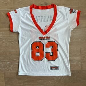 Vintage Hooters Jersey Andrea #83 White Orange Large